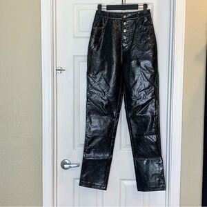 White Fox Faux Leather Pants Black High Rise Size Small